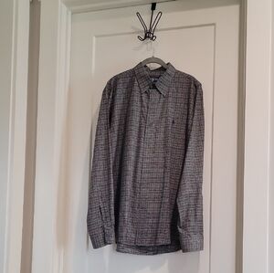 Men's Long Sleeve Polo Custom Fit Plaid Shirt